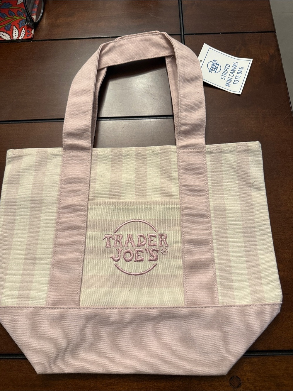 Trader Joe's Pink Stripe Canvas Tote